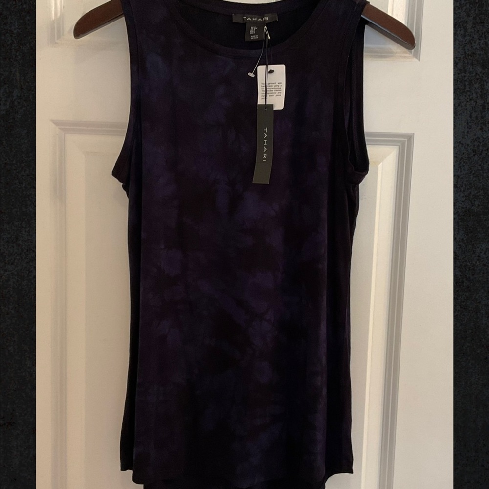 Tahari Knit Tie Dye Tank Top - NWT - Size Small - Blue/Black